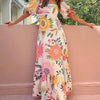 Magdalena | Vestido maxi de verano con flores y escote cuadrado