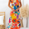 Naila | Vestido maxi floral sin mangas con lazo en el cuello y la cintura