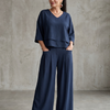 Ángela | Conjunto de Top Capa y Pantalones de Pierna Ancha