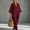 Lucía | Conjunto de Túnica de Cuello en V y Pantalones Recogidos