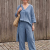 Lorena | Conjunto de Top Túnica Suelta y Pantalones de Pierna Ancha