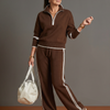 Leticia | Conjunto de Pantalones de Pierna Ancha con Cuello de Cremallera y Manga Larga