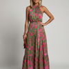 Rosa | Vestido Midi con Escote Halter Drapado