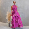 Celestia | Vestido Maxi con Cuello Halter y Volantes