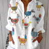 Teresa | Blusa de Impresión de Pollo Juguetón
