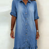 Elodie | Vestido Denim Cómodo con Detalle Fruncido