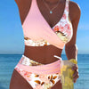 Balbina | Bikini con estampado floral contrastante y abertura