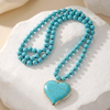 Collar de cuentas en forma de corazón turquesa
