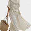 Graziella | Top a rayas de bambú natural y pantalones de lino fluidos