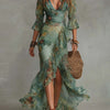 Aurora – Túnica Maxi Floral Boho con un Dobladillo Asimétrico Romántico