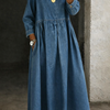 Patricia | Vestido con cuello Peter Pan con aspecto denim