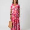 Enara | Vestido midi floral de manga corta y escote en V