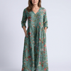 Marina | Vestido Maxi de Manga Tres Cuartos con Escote en V Floral