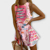 Inês | Vestido Mini Rosa con Estampado Miraba Ligero y Elegante