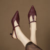 Tacones Altos de Cuero Noir Auténtico