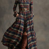 Giovanna | Vestido Maxi a Cuadros Retro con Cintura