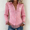Cecilia │ Blusa de Botones de Suede con Flecos