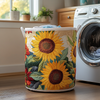 Encantadora Cesta de Ropa con Diseño de Girasol