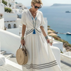 Concepción | Vestido midi de manga corta y escote en V