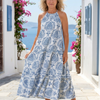 Paloma | Vestido midi sin mangas con cuello alto y volantes