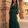 María - Vestido de chiffon con escote en V.