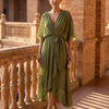 Monica - Vestido de chiffon con escote en V.