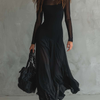 Marcela | Vestido maxi con corte holgado de tul negro
