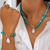 Conjunto de Collar y Pulsera de Turquesa y Perla