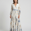 Lavinia | Vestido Maxi Floral de Manga Larga y Escote en V