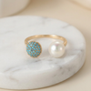 Anillo de Belleza de Perla y Turquesa