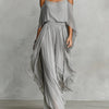 Lolita | Conjunto fluido gris con top de tirantes y pantalones ligeros