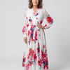 Lillian | Vestido Maxi Envoltura de Manga Larga Floral