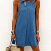 Nancy | Vestido vaquero mini sin mangas y sin espalda